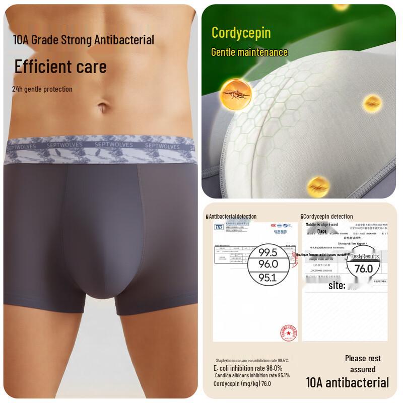 SEPTWOLVES Мужские антибактериальные модальные боксеры-брифы с кордицепсом, 3 шт.