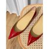 Patent Leather Flats Pointed and Shallow Mouth 2025 Spring New Flat Heel Inner Height Increase Sexy Soft Leather Nude Black Single Shoes Women