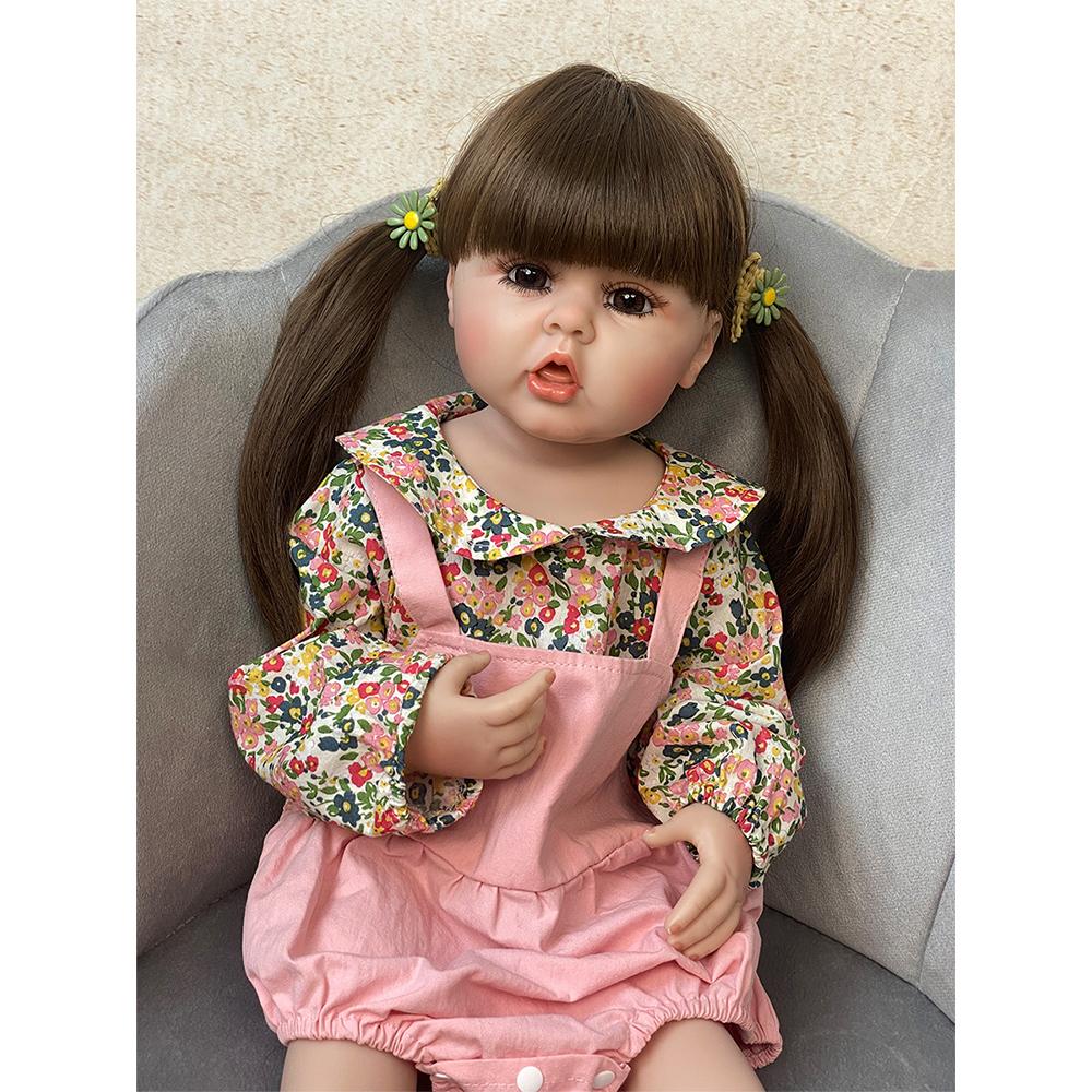 55cm Realistic Baby Reborn Whole Silicone Body Vinyl Doll Stand Girl Newborn Baby Princess Baby Girl Doll Gifts For Kid