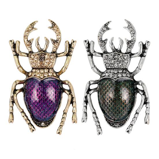 Брошь в форме жука, стразы, эмалированная булавка для пальто, яркий внешний вид, инкрустированный лацкан, сумка, шаль, значок