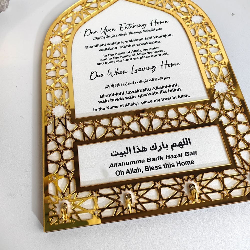 Decorative Acrylic Key Hanger Wall Mounted Arabic Key Holder Durable Key Hook Eid Al Adha Gift