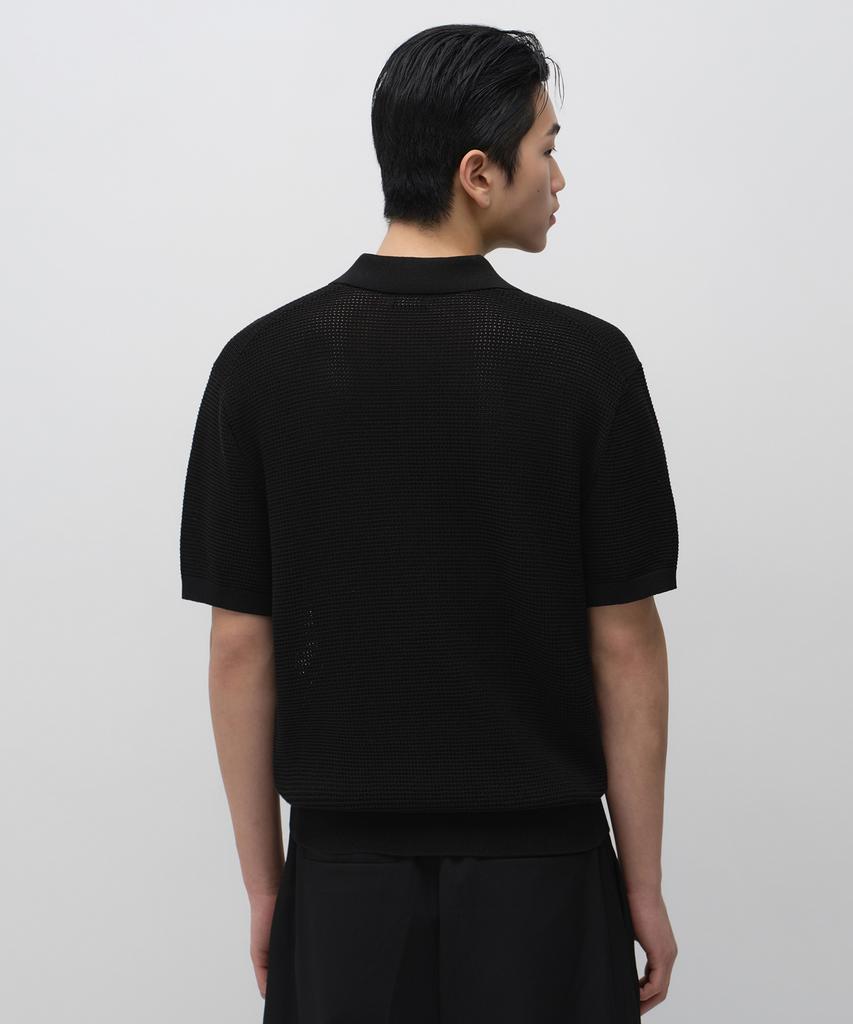 MUSINSA STANDARD Crocheted Knitted Polo Shirt [Black]