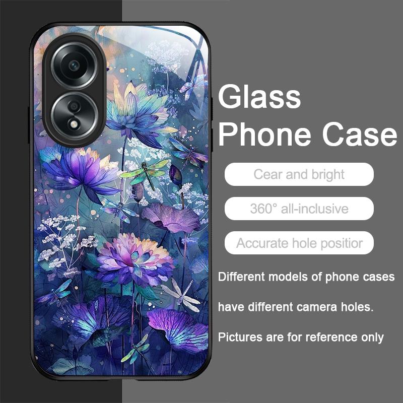 Чехол из закаленного стекла с цветочным узором и стрекозами для OPPO Realme 14 13 Pro Plus 12 11 10 Neo 3 X7 PRO C75 C67