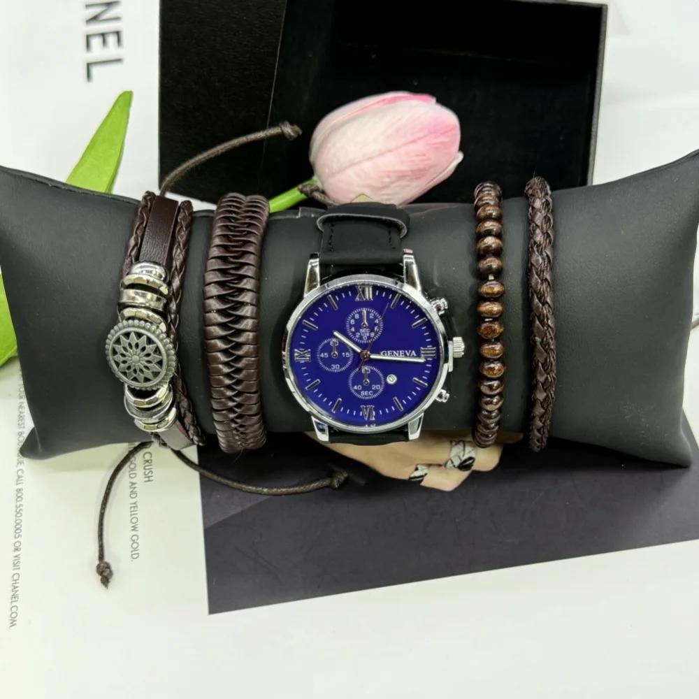 5 шт. Модные классические мужские часы с высококачественным механизмом, роскошный стиль, водонепроницаемый циферблат, дисплей значения для мужчин, спорт, бег