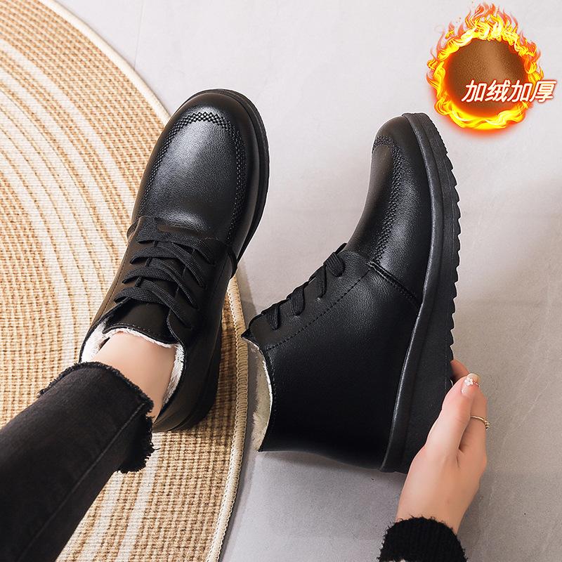 Мамины хлопковые туфли женские зимние бархатные утолщенные теплые полусапожки нескользящие водонепроницаемые на плоской подошве удобные бабушкины хлопковые туфли