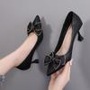 Women Heels Shoes Black Shoes Mid Heels Women Shoes Elegant Office Ladies Shoes Women Pumps Women Classic Pumps Bowknot Dress Shoes