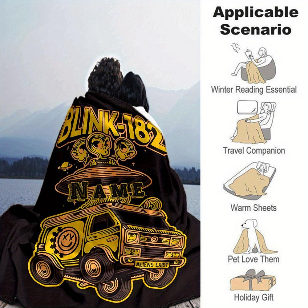Blink182 Ufo Aliens Van Four Seasons Blanket Customized With Your Name Lightweight And Warm Perfect Gift For Home Office Camping Sofa Travel Beach