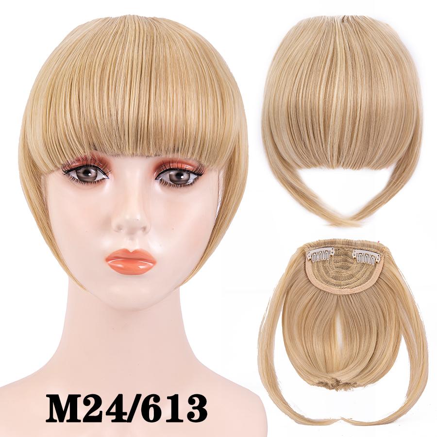 Fringe Bangs Synthetic Hair Extensions Clip In Bangs 6 Inch Short Straight Hairpiece Front Neat Bang Two Side Blonde