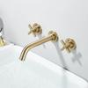 Brushed Golden Basin Faucet Wash Basin Sink Faucet Bathroom Basin Taps Wall Mounted Hot Cold Water Mixer Tap Bathtub Mixer