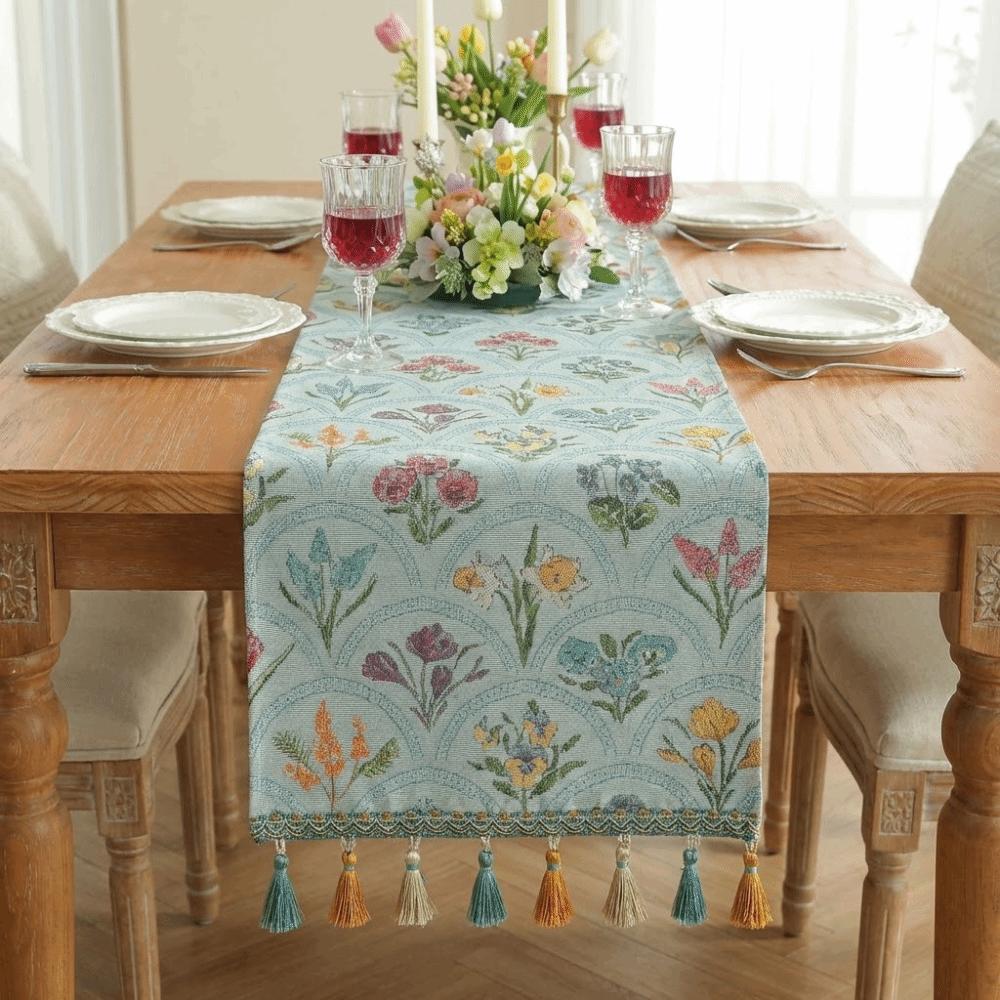 Новая американская ретро скатерть-дорожка 33x183 см Полиэстер Чехол от пыли на стол Пасторальный стиль Цветочный чехол на сервант Домашний декор