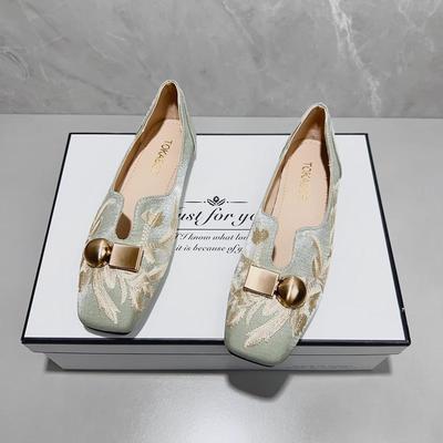 Ретро новый китайский стиль 2025 весна новая обувь на низком каблуке женская универсальная с квадратным носком одинарная обувь женские туфли Doudou плоские лоферы