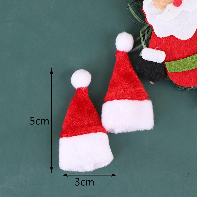 2Pcs Dollhouse Miniature Christmas Santa Claus Hat Doll Accessories Red Hat Xmas Home Decor Xmas Hat for Children Xmas Gift