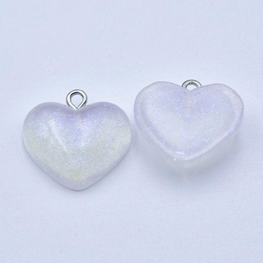 Glittering Heart Charm Heart Beads Sparkling Heart Accessories Resin Material Heart Charm Heart Pendant for DIY Jewelry