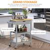 Serving Trolley Kitchen Cart on Wheels with Rubberwood Worktop - 2 Shelves, 1 Drawer and