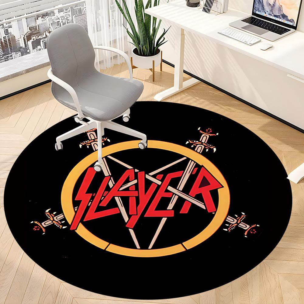 1 шт. Коврик для пола с круглым рисунком в стиле Slayer Music Office, Коврик для помещений, Подходит для офиса, Под офисные стулья, Спальни, Гостиной, Домашнего декора DT1212103