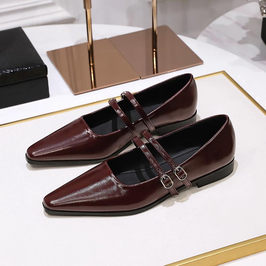 Fashion Women's Retro Elegant Pointed Toe Low Heel Mary Jane Shoes Solid Color Simple and Comfortable Soft Sole Office Pumps Footwear