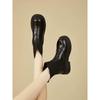 Women's 2025 Thick-Soled Soft Leather Ankle Boots: British-Style, Slim, Elastic, Knitted Sock Design for Autumn/Winter.