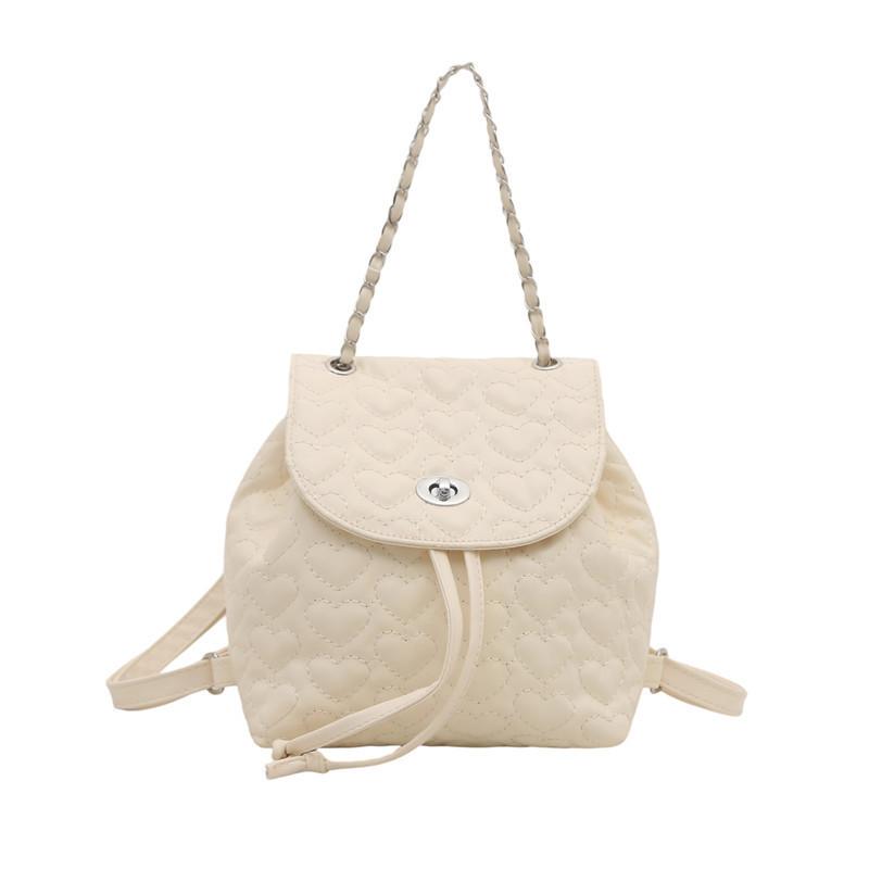 Korean Style Heart Embroidered Pu Shoulder Bag With Chain Chain For Daily Casual Use