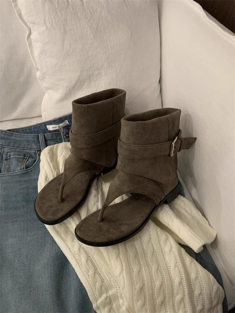 Нишевый блогер-интернет-знаменитость с характером дышащие римские сандалии женские повседневные шлепанцы ботильоны на плоской подошве крутые ботинки