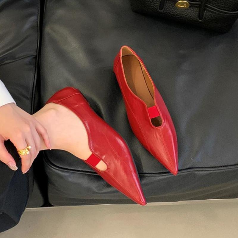 Мода Bailamos Новые Женские Балетки Мода Острый Носок Неглубокие Слипоны Элегантные Туфли Балетки Мягкий Плоский Каблук Платье Одинарные Туфли