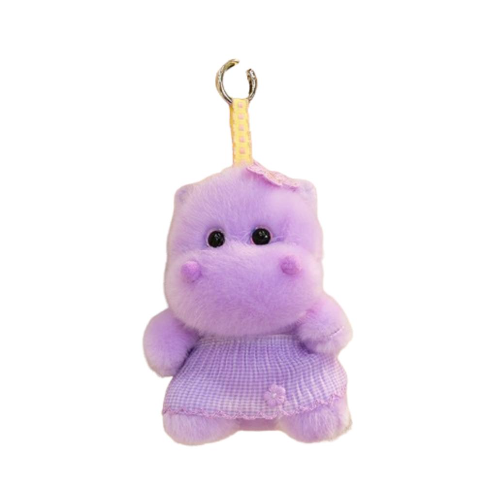 Stuffed Animal Hippos Plush Keychain PP Cotton Purple Hippos Plush Toy  Backpack Decoration