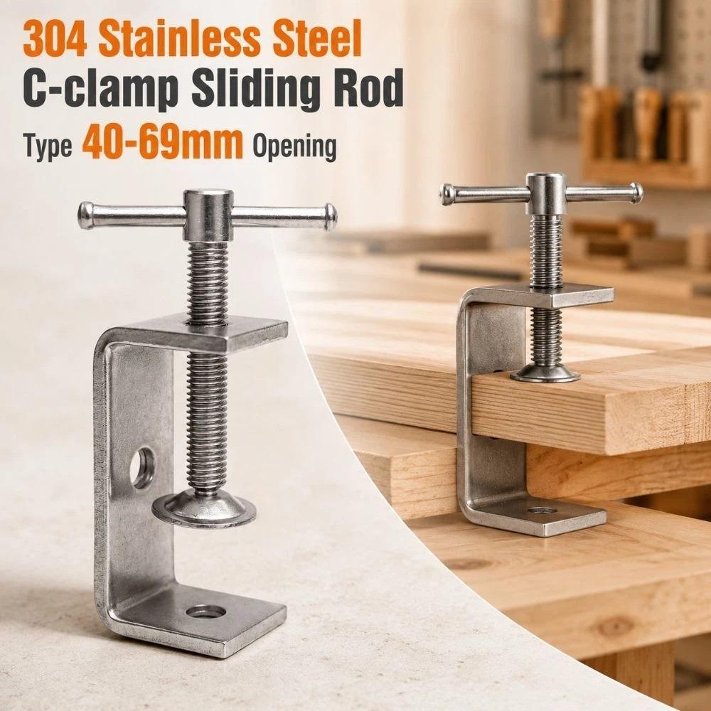 304 Stainless Steel Square Clamp Adjustable Fixed Holder Clip C-clamp Hardware Fasteners