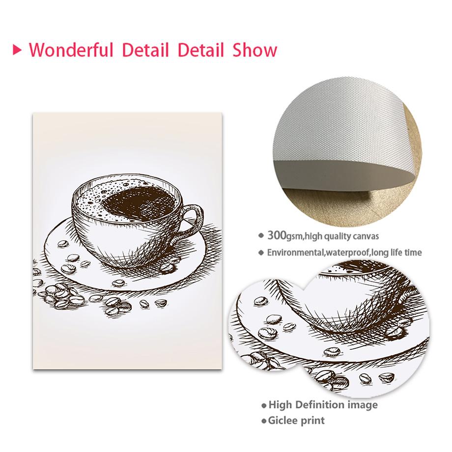Абстрактная линия кофе Определение Coffea Arabica Wall Art Холст Картины Плакаты и принты Настенные картины Кафе-бар Кухонный декор