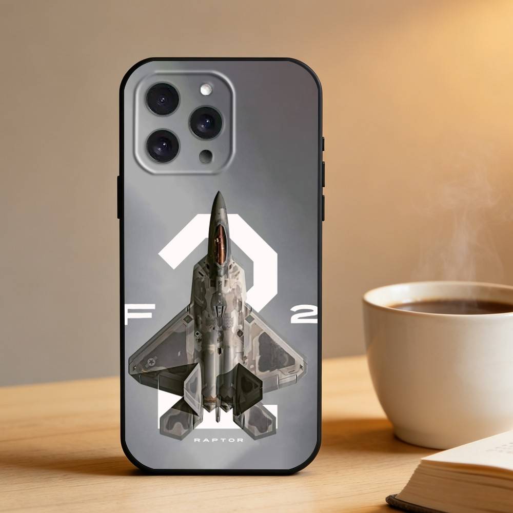 Чехол для телефона Истребитель F-22 Raptor Для iPhone 17 16 15 14 13 12 Max Plus Силиконовый Черный Чехол