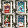 1Pcs Merry Christmas Door Cover Banner Polyester  Santa ClausPattern for Christmas Eve New Year Holiday Party Front Door Home Wall Decor