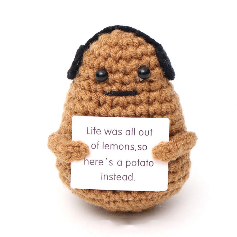 Positive Energy Bee Hug Pocket Doll Mini Handmade Plush Wool Knitting Doll With Card Funny Christams Gift Home Room Decoration