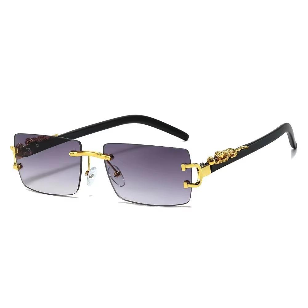 Rimless Rectangle Sunglasses Men Women 2025 Fashion Frameless Square Sun Glasses for Ladies Shades Leopard Eyewear UV400 Oculos