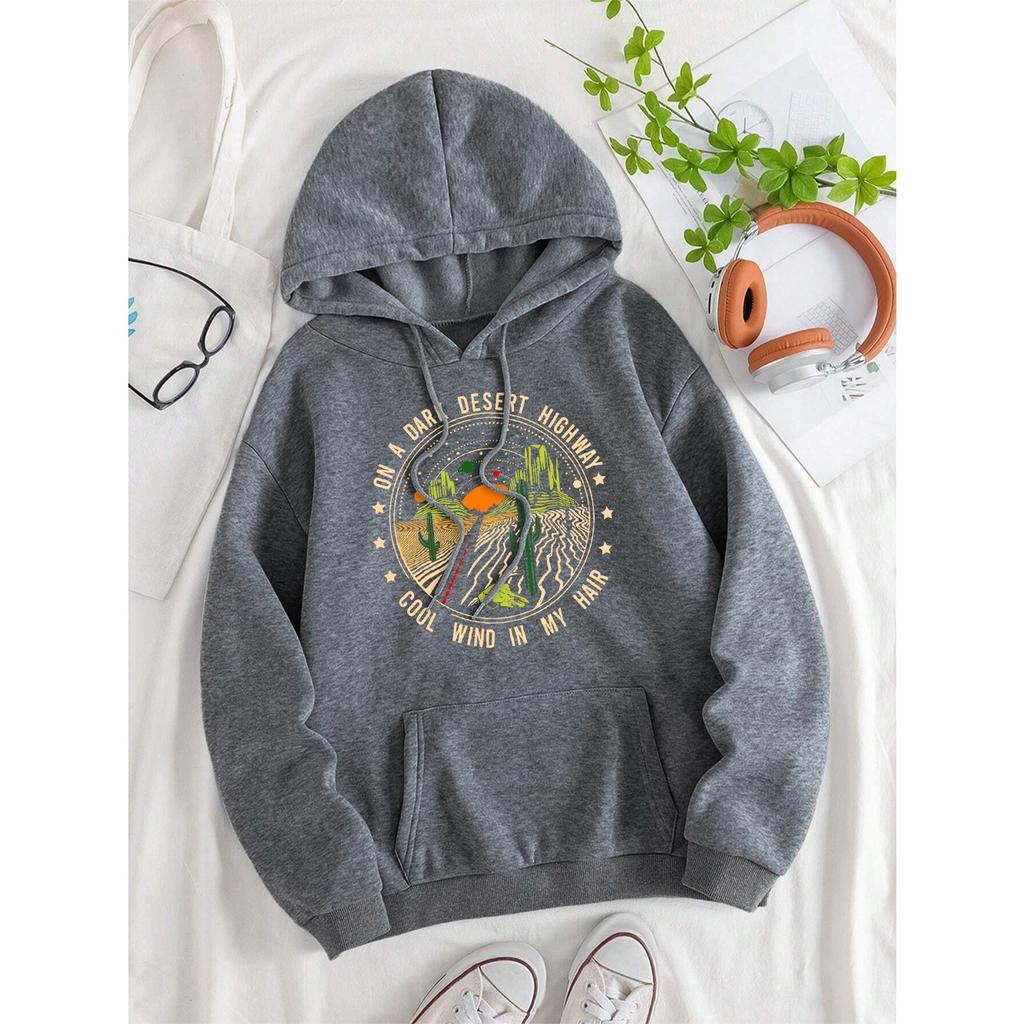 On A Dark Desert High Way Cool Wind In My Hair Men Women Hoody Fleece Sweatshirt Clothes Oversized Couple Clothes