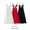 Kaslead New Women Clothes Western Style Fashion Simple Three-Color Metal Exposed Waist Sling Dress