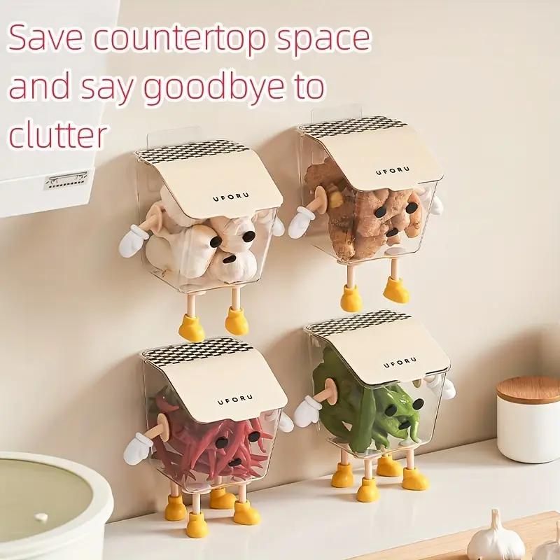 Корзина для хранения на кухне Прозрачная коробка для хранения овощей и фруктов Органайзер для специй Настенный контейнер для еды с имбирем и чесноком Кухонные гаджеты