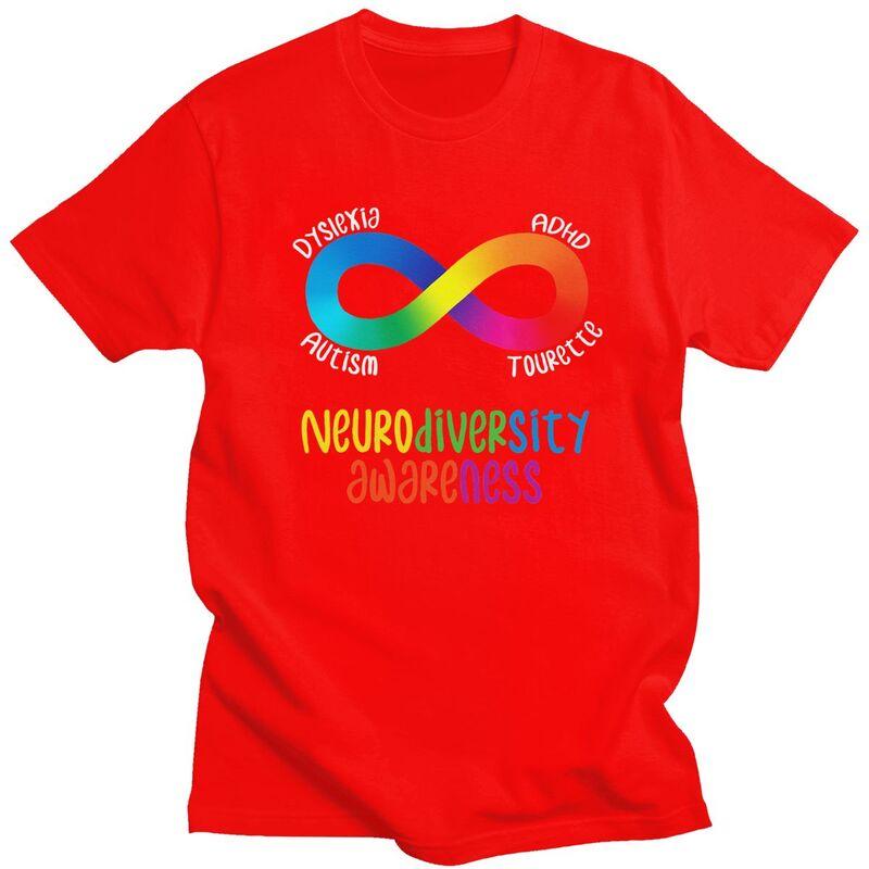 Male Neurodiversity Awareness ADHD Autism Dyslexia Tourette T Shirts Short Sleeve Cotton TShirt Casual Loose Oversized Clothes