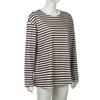 Striped T-shirt Women's Loose Round Neck Long Sleeved Top Retro Contrasting Color Basic Style Thin Commuting 2025 Spring/Summer