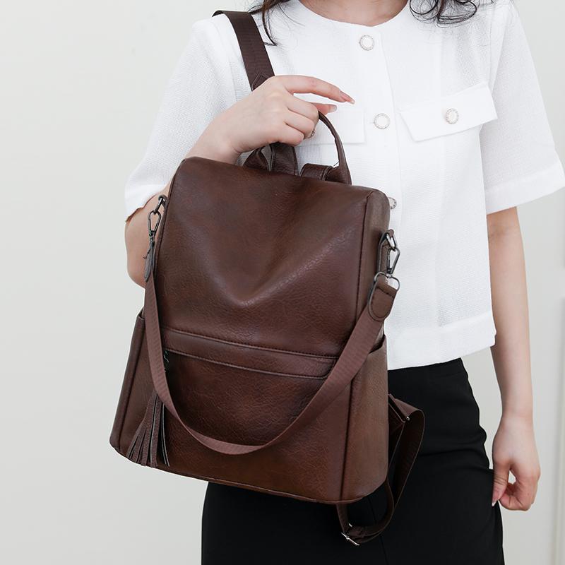 Кожаный рюкзак Женский противоугонный рюкзак Повседневная сумка через плечо Сумка унисекс