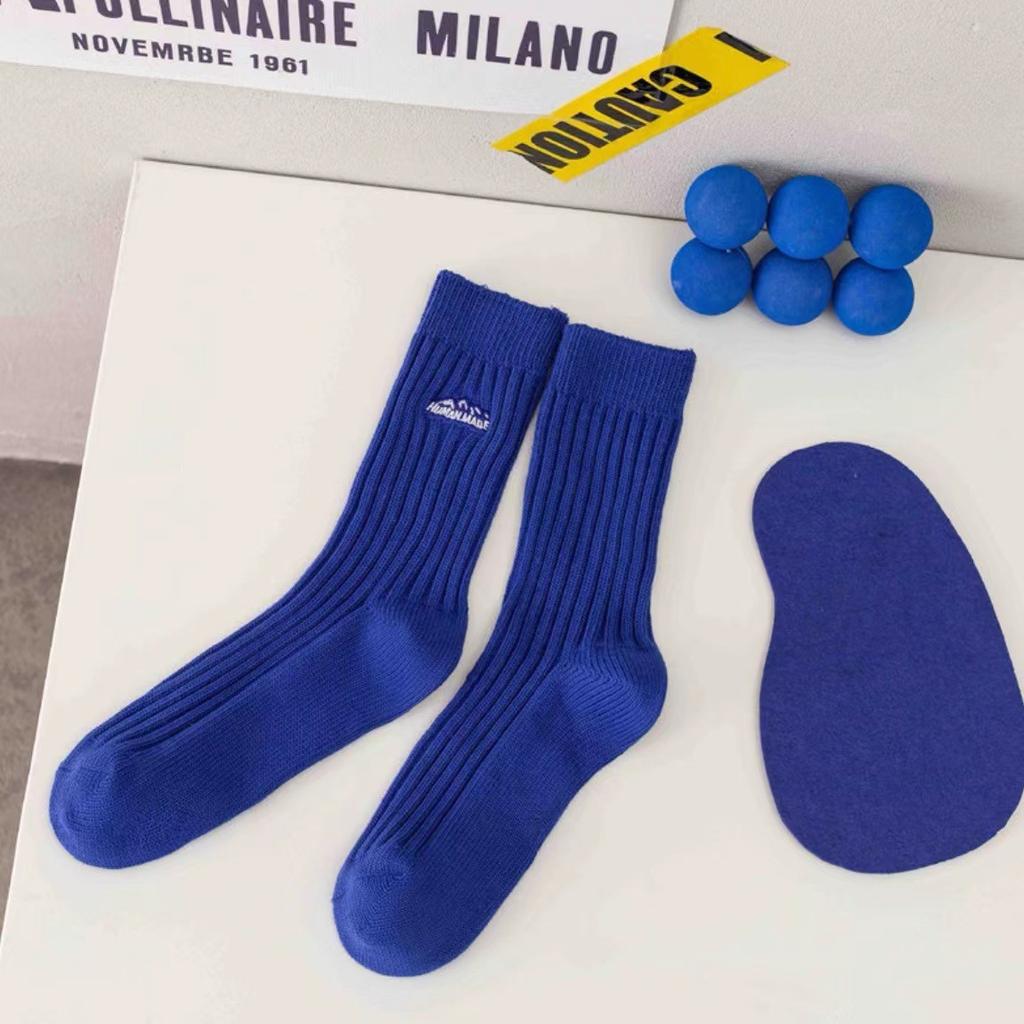 3 пары однотонных универсальных хлопковых носков унисекс среднего размера, толстые осенние и зимние носки с вышивкой «Снежные горы»