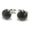 Запонки Круглые черные ониксовые запонки cf1741 [Мастерская Камакура]