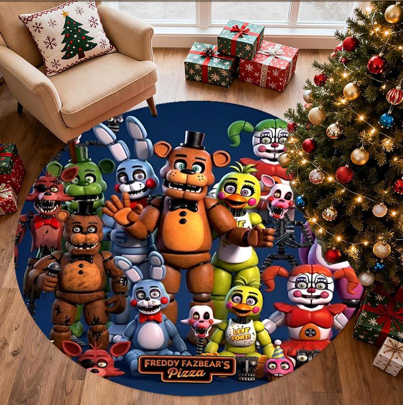 Five Nights at Freddy's Pattern Round Rug, Indoor/Outdoor Mat, for Picnic, Gameroom, Bedroom, Office, Living Room, Home Decor Carpet, Birthday Gift