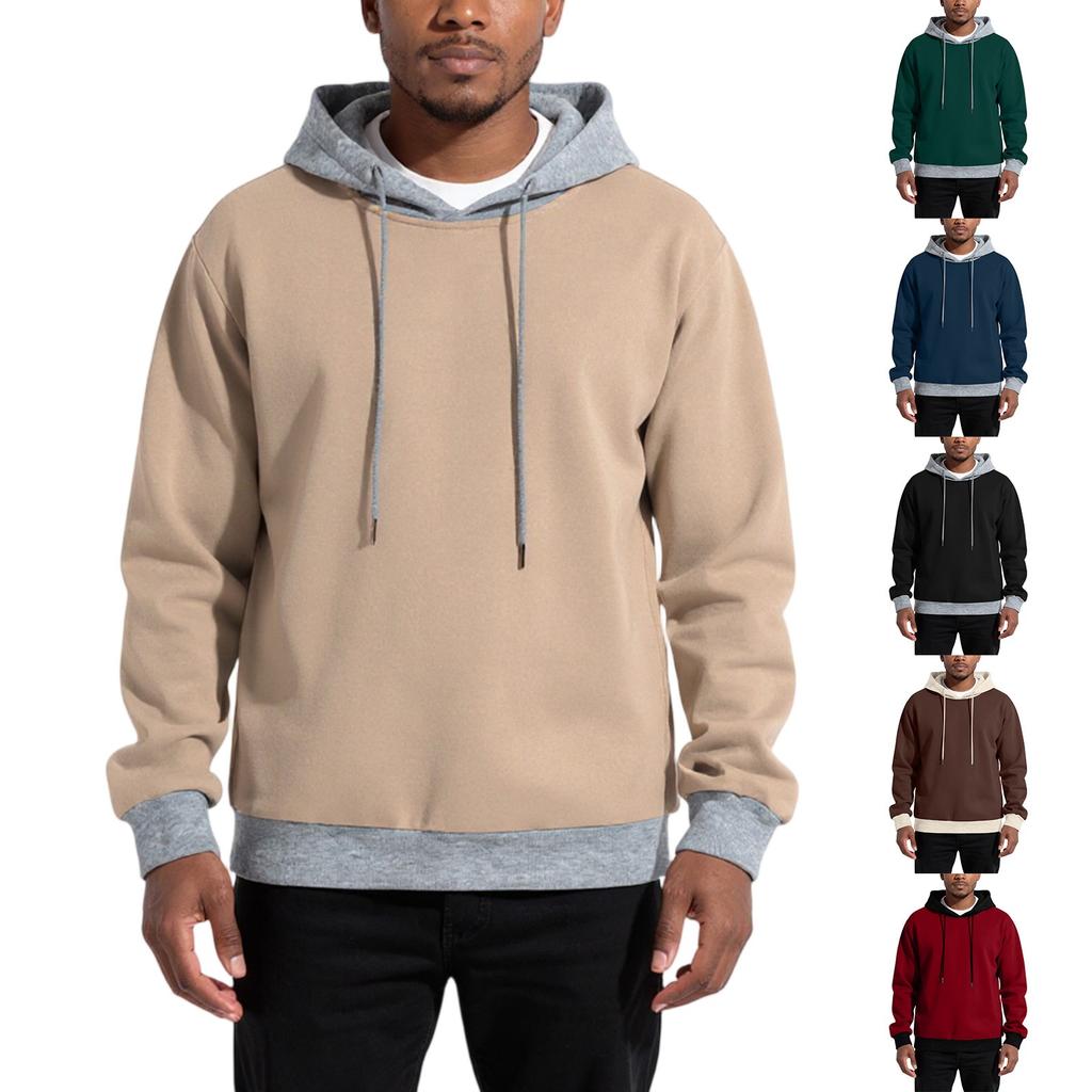 Мужская толстовка с капюшоном, толстовка контрастного цвета, спортивная повседневная куртка