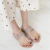 Мода 2025 Лето Новые Римский Стиль Повседневные Сандалии Женские Дизайн со Стразами Модные Пляжные Шлепанцы Удобные Элегантные Плоские Шлепанцы