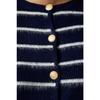 Женский костяной черный стильный трикотажный кардиган в полоску на пуговицах Pf00051