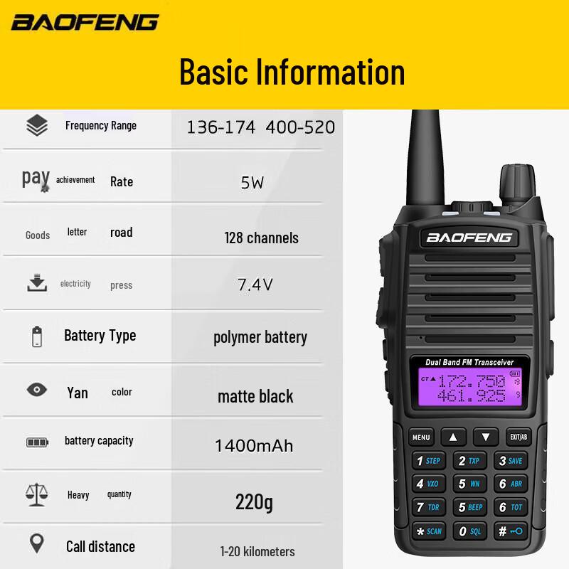Двухдиапазонная рация BAOFENG BF-UV82 высокой мощности (Китайская версия)