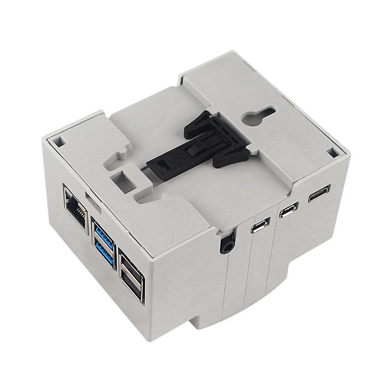 Корпус с креплением на DIN-рейку для Raspberry Pi 4B из ABS с вентилятором и прозрачной крышкой