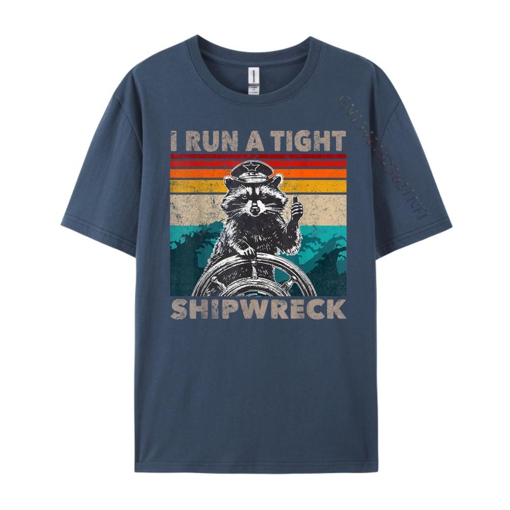 I Run A Tight Shipwreck Funny Raccoon Captain Vintage Cute Oversized T Shirt Mens Gifts