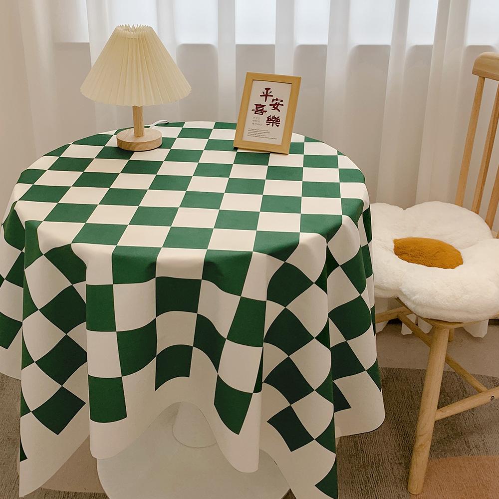 Chessboard Tablecloth Light Luxury High Sense Photo Student Dormitory Desk Decoration Tablecloth Coffee Table Mat