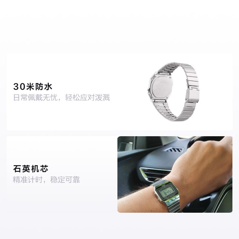 Casio Серия YOUTH - металлические маленькие квадратные маленькие серебряные часы модные ретро тренд маленькие серебряные часы классические маленькие квадратные ЖК-дисплей водонепроницаемые A700W-1A