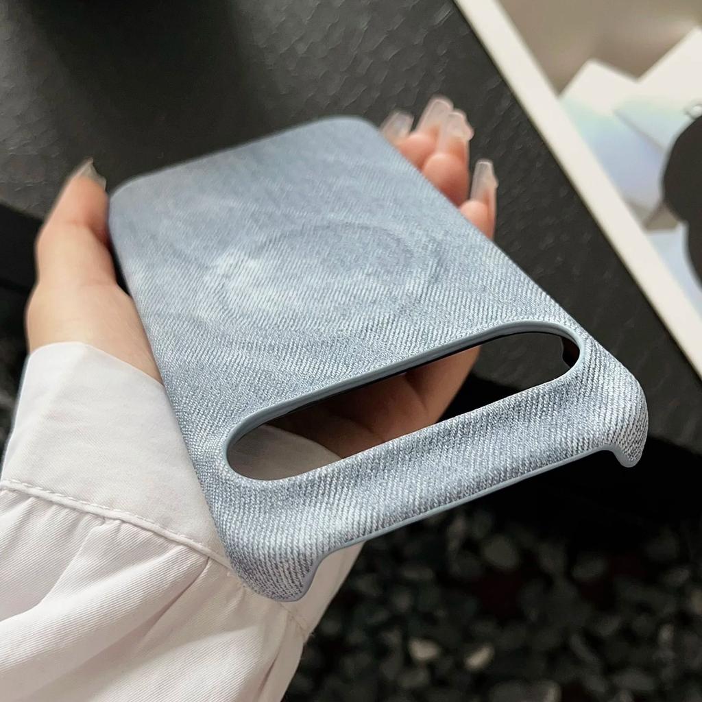 Джинсы из стираного денима Магнитный чехол для телефона Для Google Pixel 9 8 XL 8A 7 7A Pro Для Magsafe Ударопрочный Безрамный Охлаждающий чехол