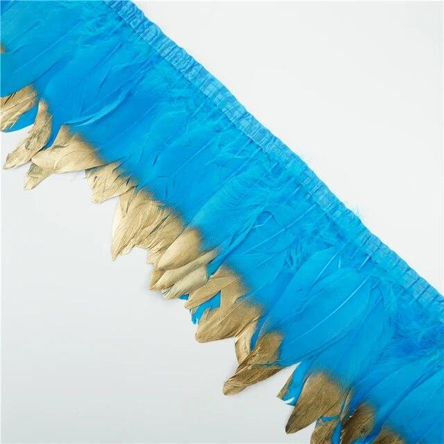 2 метра золотые, серебряные гусиные перья, отделка на ленте, бахрома, лента, гусиное перо для поделок, золотые аксессуары для рукоделия, украшение